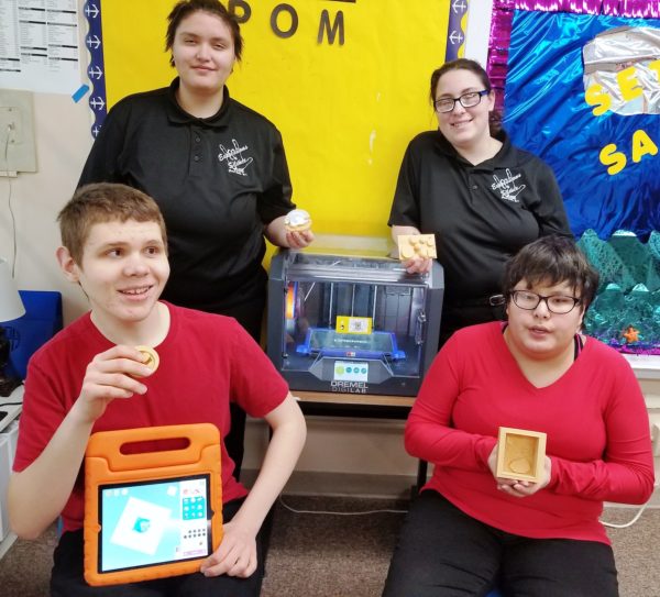 group of 4 How an Educator Teaches Vision and Hearing Impaired Teens with Makers Empire 3D software