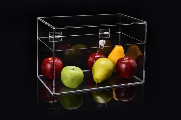 mixed fruit in a clear box